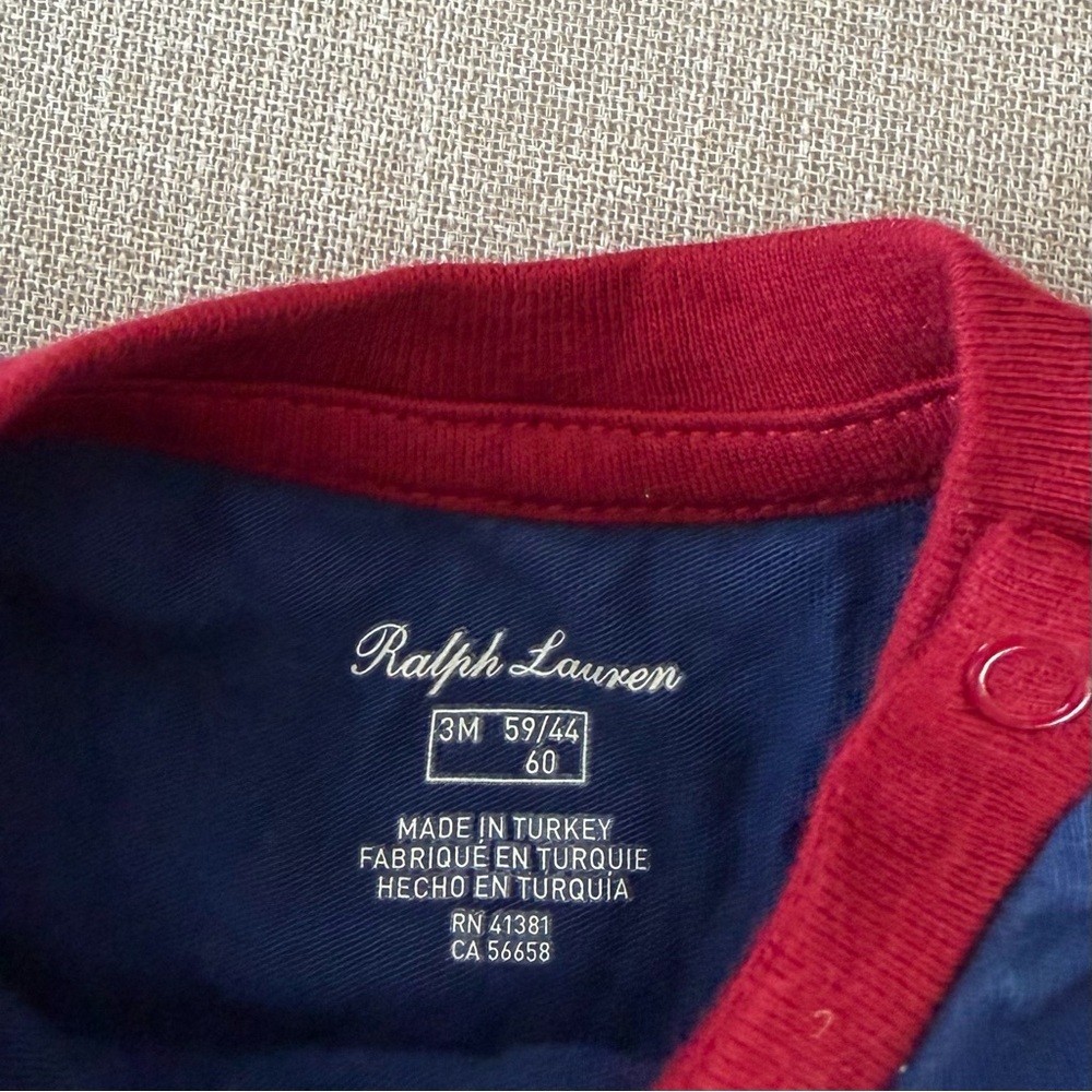 Ralph Lauren Polo Bear Baby Tee Colorblock Multicolor Long Sleeve Graphic Shirt - Picture 2 of 3